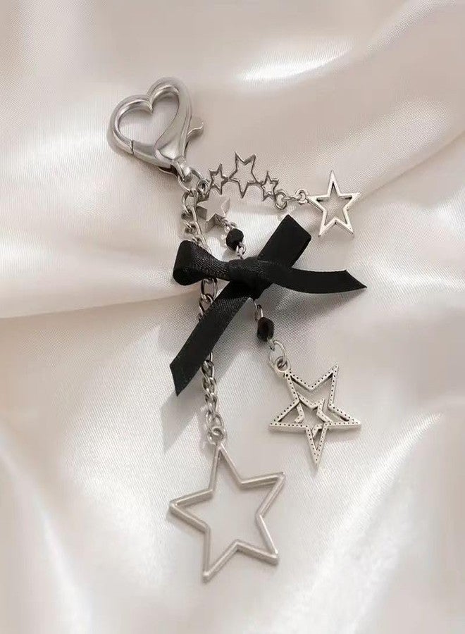 WELLRI Cute Y2K Star Keychain Bag Charm Black Bow Heart Kawaii Pendant Ita Bag Purse Decor Accessory Women Girls Gifts - Image 3